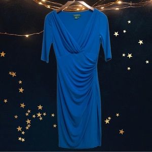 Ralph Lauren Draped Blue Dress Size 2